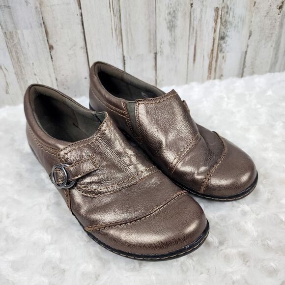 Clarks Leather Ashland Bronze Loafers Size 8.5 - Picture 1 of 9